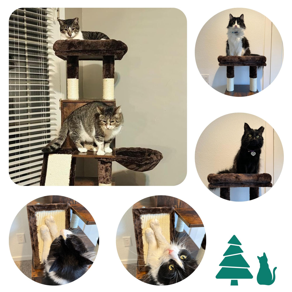 YITAHOME Cat Tree with Litter Box Enclosure, Hidden Cat Litter Box Furniture with Sisal Scratching Post, Wooden Cat House with Basket, Brown YITAHOME