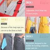 BIGHAS Adjustable Bib Apron with Pocket Extra Long Ties for Women Men, 18 Colors, Chef, Kitchen, Home, Restaurant, Cafe, Cooking, Baking (White) BIGHAS