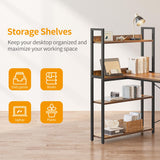 CubiCubi Computer Corner Desk with Storage Shelves, 47 Inch Reversible L Shaped Desk with Bookshelf, Home Office Writing Desk with Hooks, Small L Study Table, Rustic Brown CubiCubi