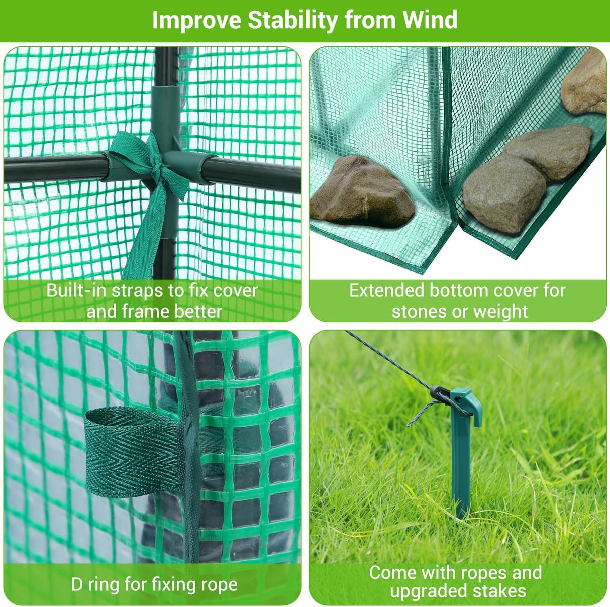 Greenhouse for Outdoors with Screen Windows, Ohuhu Walk in Plant Greenhouses Heavy Duty with Durable PE Cover, 3 Tiers 12 Shelves Stands 4.8x4.8x6.3 FT Plastic Portable Green House with Shelf Clips Ohuhu