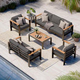 Oasbira Aluminum Outdoor Patio Furniture Set with Coffee Table, 5 Piece Patio Conversation Sets with Washable Thick Cushions, Outdoor Sectional Furniture Set for Porch, Balcony, Deck, Yard, Graphite Oasbira
