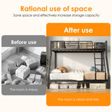 SDHYL Bunk Beds Twin Over Full Size, Heavy Duty Metal Bunk Bed Frame with Ladder & Guardrail, for Teens Adults, Space-Saving & No Box Spring Needed, Black SDHYL