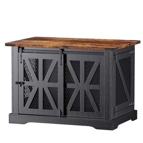 VOPEAK Farmhouse Dog Crate Furniture, Heavy Duty Large Dog Crate for Medium Large Dogs, XL Dog Crate Dog Kennel Indoor with Double Doors, Chew Resistant End Table for Bedroom Living Room, Black VOPEAK