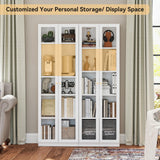 IRONMIX White Bookcase with Doors, 5 Tier Bookshelf, Tall Bookshelf with Storage, Modern Display Cases for Collectibles, 70.87" Display Cabinet with Doors Curio Cabinet for Home Office Library IRONMIX