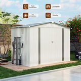 Vigo huseeo 8x5.7x6FT Storage Shed, Outdoor Galvanized Steel Garden Shed with Lockable Door & Window, Waterproof Metal Tool Storage for Garden, Backyard, Patio, Lawn Vigo huseeo