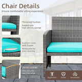 Shintenchi 4 Piece Patio Ratten Set Outdoor Furniture Set Wicker Conversation Set with Cushions and Tempered Glass Tabletop,Blue Shintenchi