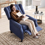 IOMOR Push Back Recliner Chair Fabric Lounge Armchair Pushback Recliner with Rivet Decoration Wingback Single Sofa Chair with Padded Seat for Living Room, Bedroom (1, Navy) IOMOR