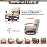 Kurapika Aluminum Patio Furniture Set 7-Seat Modern Metal Outdoor Conversation Sets w/Swivel Rocking Chairs Patio Sectional Sofa w/5.1 Inch Cushion, Sand Kurapika