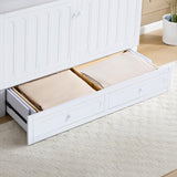 Homnso Murphy Bed Queen,Pine Wood Murphy Bed Cabinet Queen Size withTri-Folding Mattress,Storage Drawer & USB Charging Station for Living Room Apartment (White 3#) Homnso