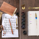 Junhartt Quill Feather Pen and Ink Set, Calligraphy Pen Glass Dip Pen and Wax Seal Stamp Kit (Red) Junhartt