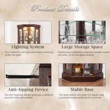 Eyisean 70" Lighted Glass Corner Curio Cabinet, Display Cabinet with Elegant Tempered Glass Door, China Cabinet with Light Bulb, Mirrored Back Panel, Rack for Living Room Storage(Dark Cherry) Eyisean