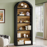 Tribesigns 6-Tier Black Arched Bookshelf, 77.16" Tall Arched Bookcase with Storage Shelves, Floor Standing Open Display Shelving Unit for Living Room, Bedroom, Home Office(Black, 6-Tier) Tribesigns