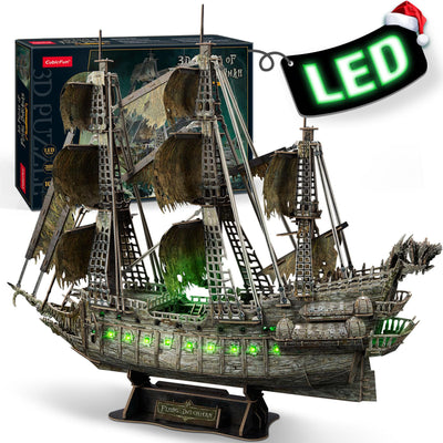 CubicFun 3D Puzzles for Adults - LED Flying Dutchman 3D Puzzle, 360-pieces - Desk Decor for Home Office - Christmas Aduls Teacher Gifts Stocking Stuffers