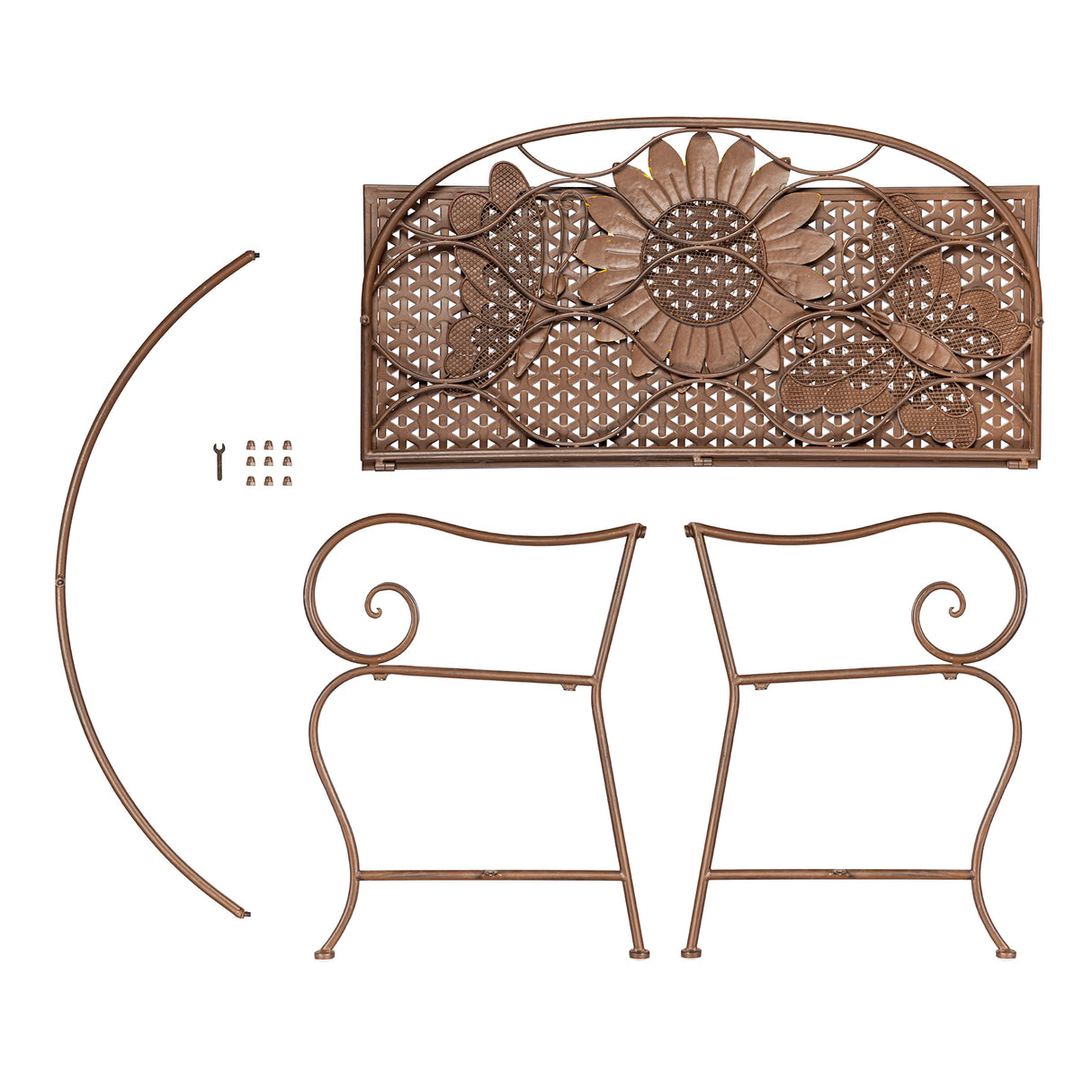 Evergreen Garden Sunflower Garden Bench Outdoors & Indoors | Cast Iron Metal Patio Bench | Outdoor Seating Furniture | Seats for Park, Porch, Deck, Yard Evergreen Garden