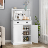 HOLTICO 54" Freestanding Kitchen Pantry Storage Cabinet with Doors and Adjustable Shelves, Microwave Oven Stand with Drawer for Kitchen, Bathroom or Hallway, White HOLTICO