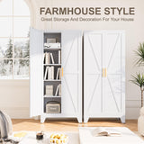 Metal Storage Cabinet with Doors and Shelves,Farmhouse Storage Cabinet with Barn Doors,71" Kitchen Pantry Cabinet,Versatile Storage for Home,Office,Bathroom(White) Baborokic