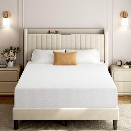 Yaheetech 12 Inch Queen Mattress 3 Foam Layer Cooling Gel Memory Foam Mattresses, Green Tea for Fresher Sleep, Medium Firm, CertiPUR-US Certified, No Fiberglass, Queen Size Mattress in a Box Yaheetech