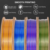 IKSYTEM 3D Printer Filament Bundle, Dual Color Filament, Silk PLA Filament 1.75mm Bundle, Silk Gold Purple, Silk Red Green, Silk Blue Green, Silk Red Blue, 3D Printing Filament, 250gX 4 PLA Spools IKSYTEM