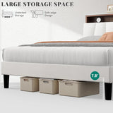 YITAHOME Full Size Bed Frame, LED Bed Frame with Storage Upholstered Velvet Headboard, Platform Bed with Outlet & USB Ports, No Box Spring Needed, Easy Assembly (Beige) YITAHOME