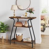 FAVOOSTY Narrow Console Table, 3 Tier Entryway Table with Storage Shelves, Industrial Farmhouse Sofa Table with Curved Frame for Living Room, Entry Way, Hallway, Foyer, Front Door, Couch, Office FAVOOSTY