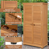 Goplus Outdoor Storage Cabinet, 63" Wood Garden Tool Shed with Double Lockable Doors, 3 Shelves and Asphalt Roof, Multipurpose Storage Shed for Patio Lawn Garden Yard, Natural Goplus