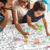 Licidecopai 54x33 Inch US Themed Giant Coloring Poster for Kids - Large US Map Coloring Table Cloth for Children's Birthday Party Licidecopai