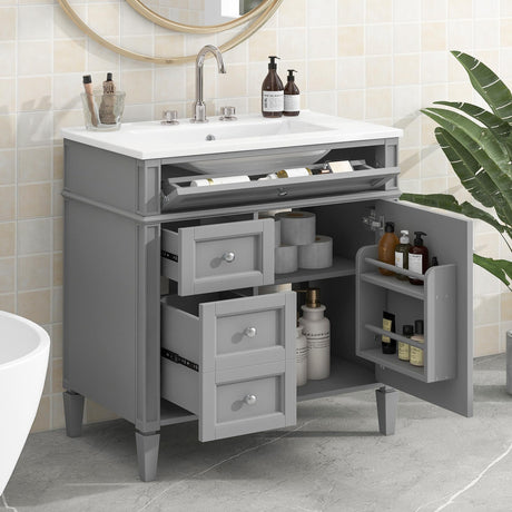 Virubi 30" Bathroom Vanity with Single Sink Combo, Modern Undermount Bathroom Sink Cabinet with 2 Drawers and a Tip-Out Drawer, Freestanding Bathroom Vanities, Soft Closing, Solid Wood Frame Virubi