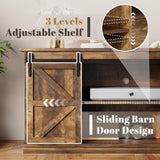 YESHOMY TV Stand for Televisions up to 65 Inchs, with Sliding Barn Doors and 4 Storage Drawers, Console Table and Media Furniture for Living Room, 58 Inch, Barnwood YESHOMY