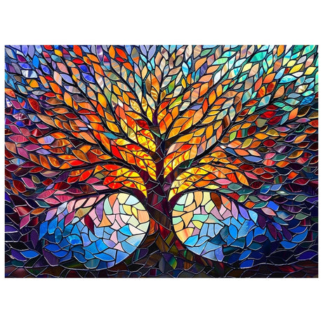 Tree Diamond Art Kits for Adults, Glass Style Diamond Painting Kits, Gem Art Kit for Gifts and Home Interior Decor 12x16 Inch Reivworl