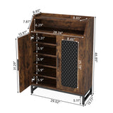 Tribesigns Shoe Cabinet with Doors, 20 Pairs Entryway Shoe Storage Cabinet with Removable Shelves & Open Top Shelf, 7 Tier Wooden Shoe Rack Organizer for Hallway, Brown & Black Tribesigns