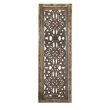 TUP The Urban Port Floral Hand Carved Wooden Wall Panels, Assortment of Two, Rustic Brown TUP THE URBAN PORT