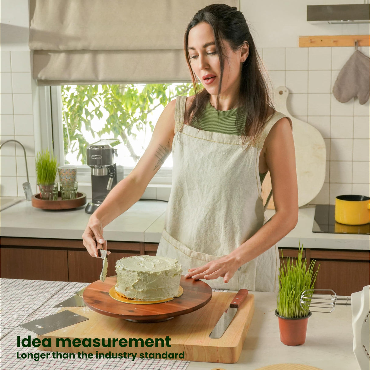 TIDITA 13" Acacia Cake Stand Rotating – Rustic Wood Turntable Pedestal Stands – Wooden Spinning Tables for Food Serving - Round Cake Decorating for Cupcake Dessert Display in Party, Wedding, Birthday Tidita