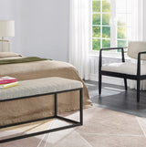 Ball & Cast Modern Accent Chair Upholstered Club Chair Comfy Side Armchair with Wooden Frame, Ivory Ball & Cast