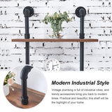 HOMBAZAAR Industrial Pipe Bookshelf,7 Tier Pipe Shelving,Wall Mounted Ladder Shelves with Metal Frame for Home Office,Living Room,Oak Brown HOMBAZAAR