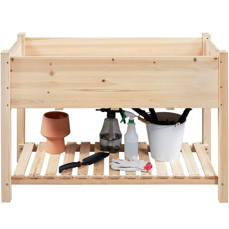 Yaheetech 47x23x32in Wooden Raised Garden Bed with Legs & Storage Shelf Horticulture Wooden Elevated Planter Box Vegetable Growing Bed for Flower/Herb/Backyard/Patio, 2pcs Yaheetech