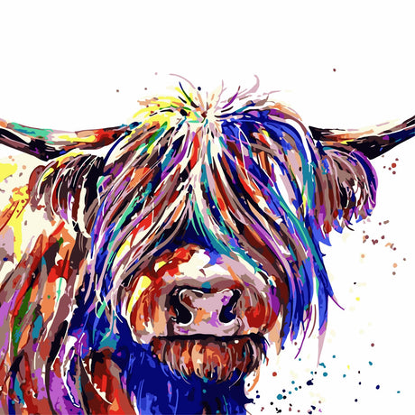 HKLIOPU Paint by Numbers Kit for Adults Beginners,11.8" Wx11.8 L DIY Acrylic Paint Colorful Animal Canvas for Painting Kits for Adults in Colorful Box Highland Cow HKLIOPU
