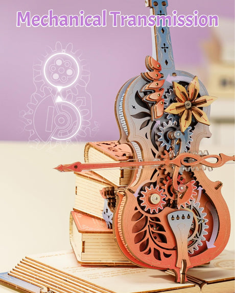 ROKR 3D Puzzles for Adults, Wooden Music Boxes-Cello, Model Kits for Adults, DIY Building Sets for Kids, Birthday Gifts Hobbies for Women Men ROKR
