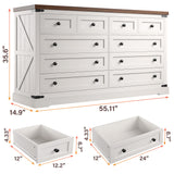 EnHomee 10 Drawer Dresser for Bedroom, Wood Dressers & Chest of Drawers for Bedroom, Hallway, Antique White,15" D x 55" W x 35.6" H EnHomee
