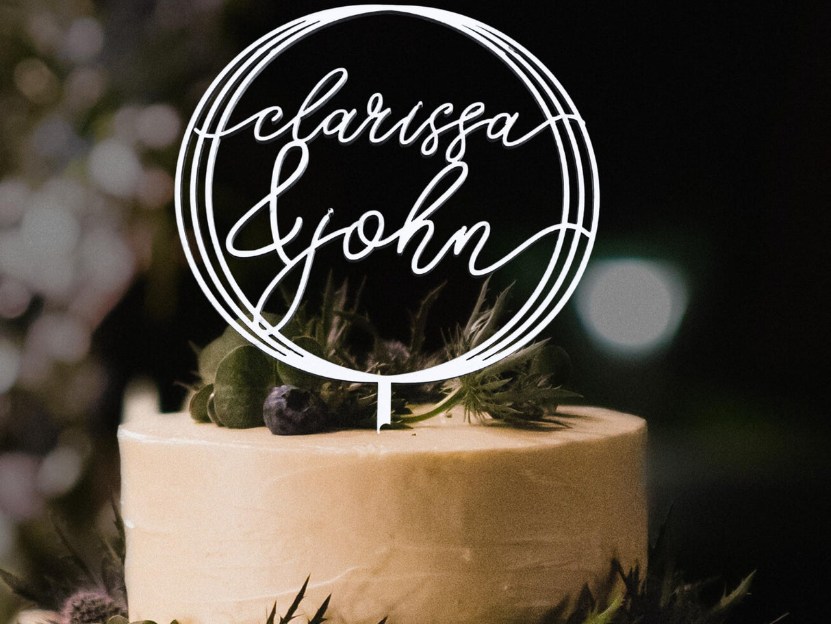 Personalized Happy Birthday Cake Topper Couples Name Cake Topper for Wedding or Engagement Gift Custom Birthday Cake Topper for Any Age Made with Wood & Acrylic designLEE Studio