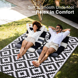 OLANLY Waterproof Outdoor Rug 5x8 ft, Outdoor Plastic Straw Rug for Camping, RV Mat Outside, Indoor Outdoor Carpet for Porch, Deck, Backyard, Balcony, Picnic, Black & White OLANLY