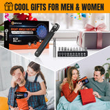 Ratcheting Screwdriver Men Gifts-Right Angle Screwdriver 90 Degree Offset Screwdriver Bit Set Low Profile Pocket Screwdriver For Tight Space Cool Gadget EDC Gear Gift For Men Him Dad Husband (12-IN-1) NewFation