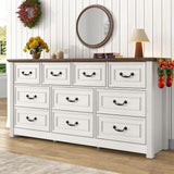chartustriable Farmhouse 10 Drawer Dresser for Bedroom, 63” Wood Chest of Drawers with Rustic Handles, Wide Closet Dressers Organizer, Living Room, Hallway, Bedroom Furniture, Antique White chartustriable