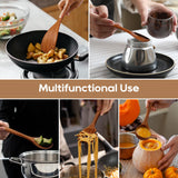 KLYRO Wooden Spoons for Cooking, Nonstick Kitchen Utensils Set with 4 Piece Measuring Spoons, Comfort Grip Wooden Spatula Set, 9 Piece Teak Wooden Cooking Utensils with Holder and Spoon Rest KLYRO