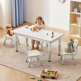 DOREROOM Toddler Table and Chairs Set for 4, 47.2''L x 23.6''W Kids Study Table and Chair Set, Height-Adjustable, Graffiti Desktop, Children Activity Table for Daycare, Classroom, Home DOREROOM