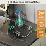 JDPAG Farmhouse Vanity Desk with Flip Top Mirror and Lights, Makeup Vanity Table with 2 Adjustable cabinets,2 Drawers and Hidden Storage Stool, Charging Dressing Table Set for Bedroom,White JDPAG