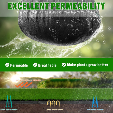 1.3FT x 50FT Weed Barrier Landscape Fabric Heavy Duty, 3.2oz Premium Gardening Weed Control Mat with 10 U-Shaped Securing Pegs, Ground Cover for Garden Beds, Farming, Underlayment, Commercial Driveway Kijamilee