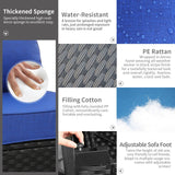 Rattaner Outdoor Patio Furniture 60000 BTU Outdoor Propane Fire Pit Table Patio Furniture Set 45" Outdoor Fire Pits 6 Pieces Patio Sofa Outdoor Chairs Anti-Slip Cushions Waterproof Covers, Royal Blue Rattaner