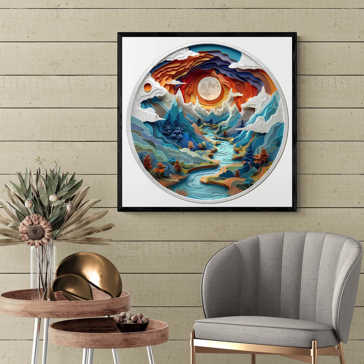 Wooden Puzzles for Adults, Wooden Cave Puzzles, Flat Puzzles with 3D Visual Effect When Completed, Christmas Birthday Gifts for Puzzle Lover, Wood Adult Puzzles (L-13.4 * 13.4in 300pcs) NABYSHOP