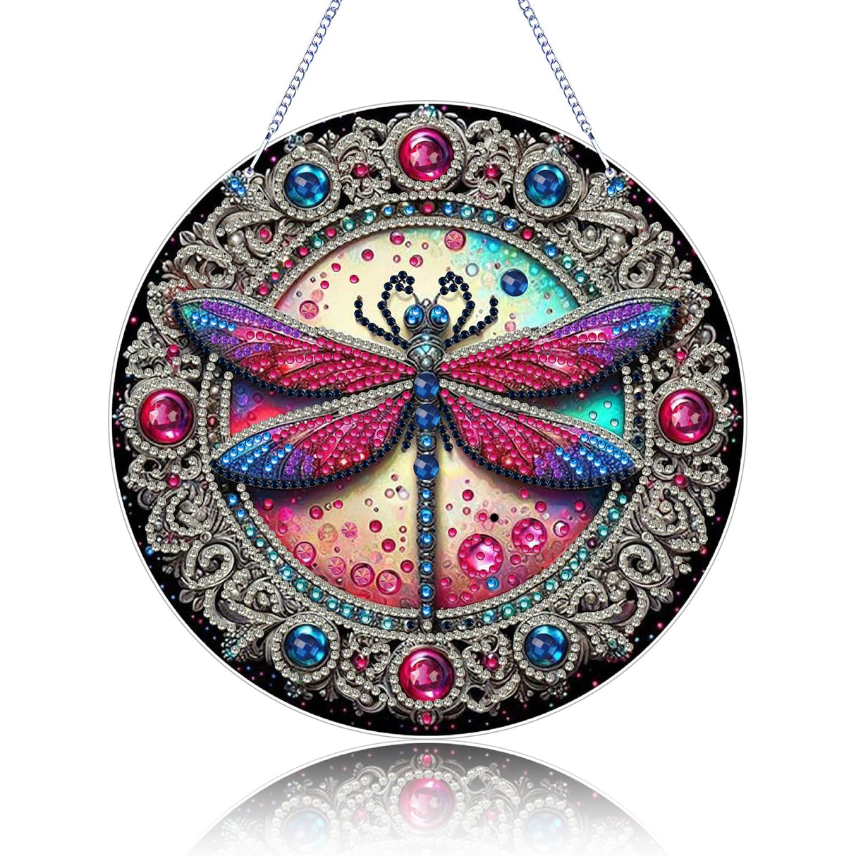 AIBOERL Dragonfly Diamond Art Kits for Adults, Special Shaped Diamond Painting DIY Acrylic Diamond Painting Kits Window Pendants Home Garden Wall, 5D Gem Art Ornament Kit Double Sided (7.8x7.8 inch) AIBOERL