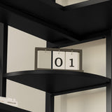 IRONCK Industrial Bookcases and Bookshelves, 5-Tiers Corner Bookcase with Curved Panels, L Shaped Shelf with Metal Frame for Open Storage for Living Room Home Office, Black IRONCK